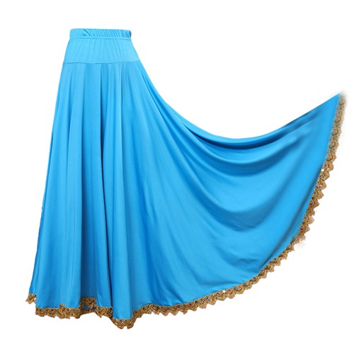 Women Professional Dance Skirt Full Circle Ruffle Spanish Bull Folkloric Mexican - Picture 31 of 56