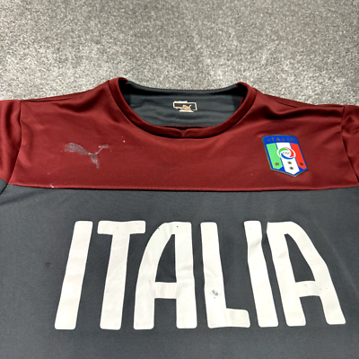 Italy Football Jersey Men XL PUMA World Cup Soccer Gray Red