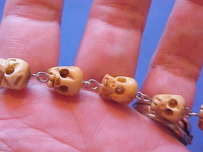 Custom Hand Carved SKULLS Religious Rosary Bracelet St BENEDICT Saint Medal 8-9 