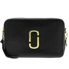 New Marc Jacobs Softshot 27 Women’s Black Leather & Gold Crossbody Bag