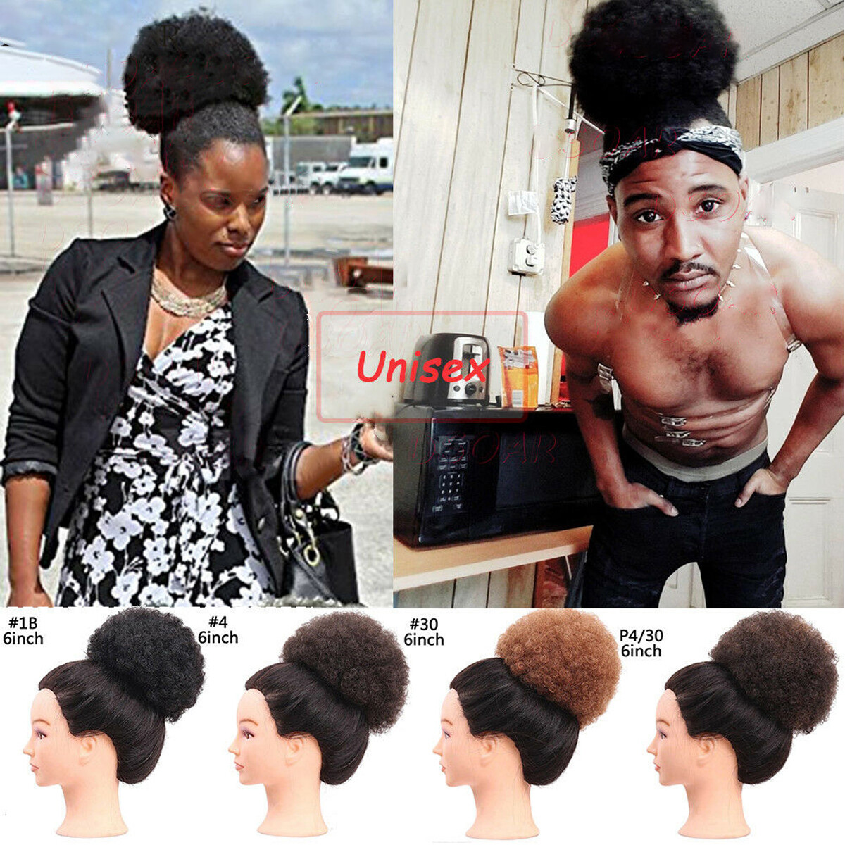 Afro Puff Drawstring Ponytail Bun Kinky Curly Bun Synthetic