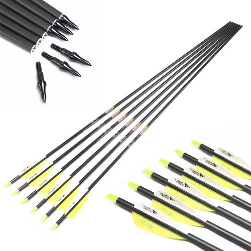 Archery Spine 300-800 100% Pure Carbon Arrows Compound Recurve Bow Hunting - Imagen 2 de 6