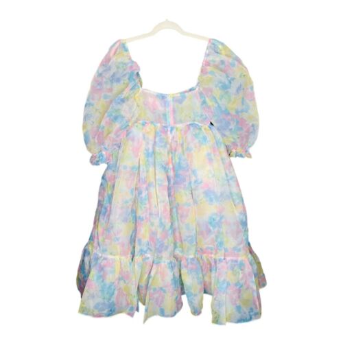 NWT Selkie Sweetcorn French Puff Dress Pink Blue Yellow Pastel Floral S Midi - Picture 3 of 12