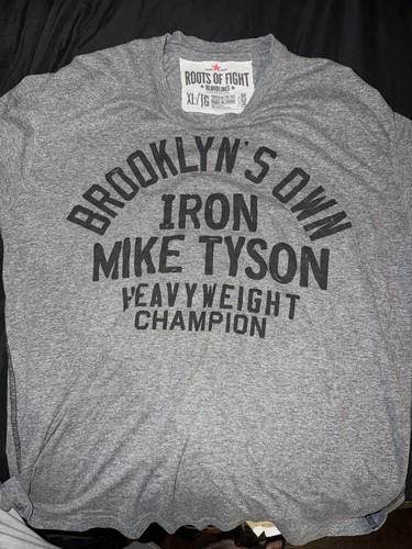 Roots of Fight Mike Tyson Heavyweight Champion Shirt Gray/Black XL