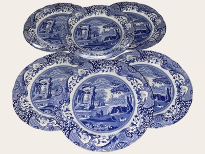 Copeland Spode blau italienisch 6x Speiseteller 10,5'' Vintage kaum benutzt top