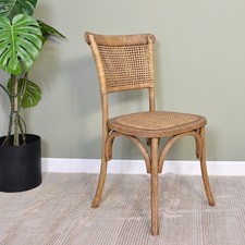 Farmhouse Square Back Rattan Reclaimed Wood Dining Chair