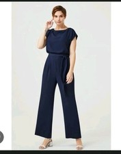 ELIZA J, Cap Sleeve Wide Leg Jumpsuit Dark Blue, Size 2 , No Belt
