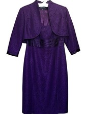 JONES NEW YORK PURPLE DRESS JACKET SUIT SET 2 PIECE METALLIC PARTY CAREER SZ 10