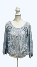 JOIE Ruffle Embroidered Drawstring Hem Blouse...