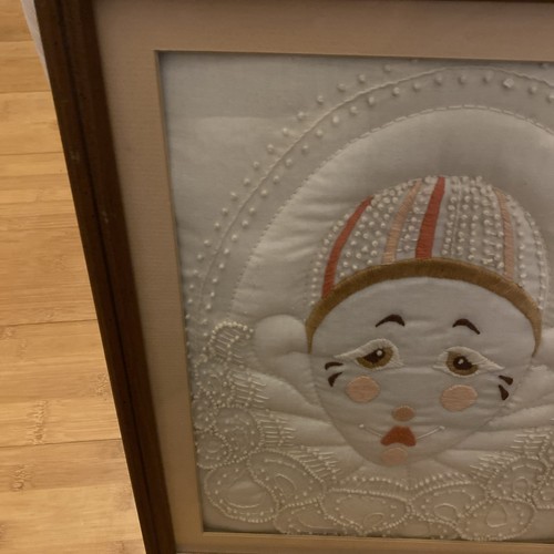Vintage 1983 Monarch Horizons Clown Embroidery Pierrot Pagliacci Harlequin 14x16 - Picture 3 of 5