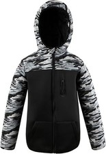 Hooded Puffer Jacket for Boys Lightweight Water-resistant Winter Coat Sz 14/16