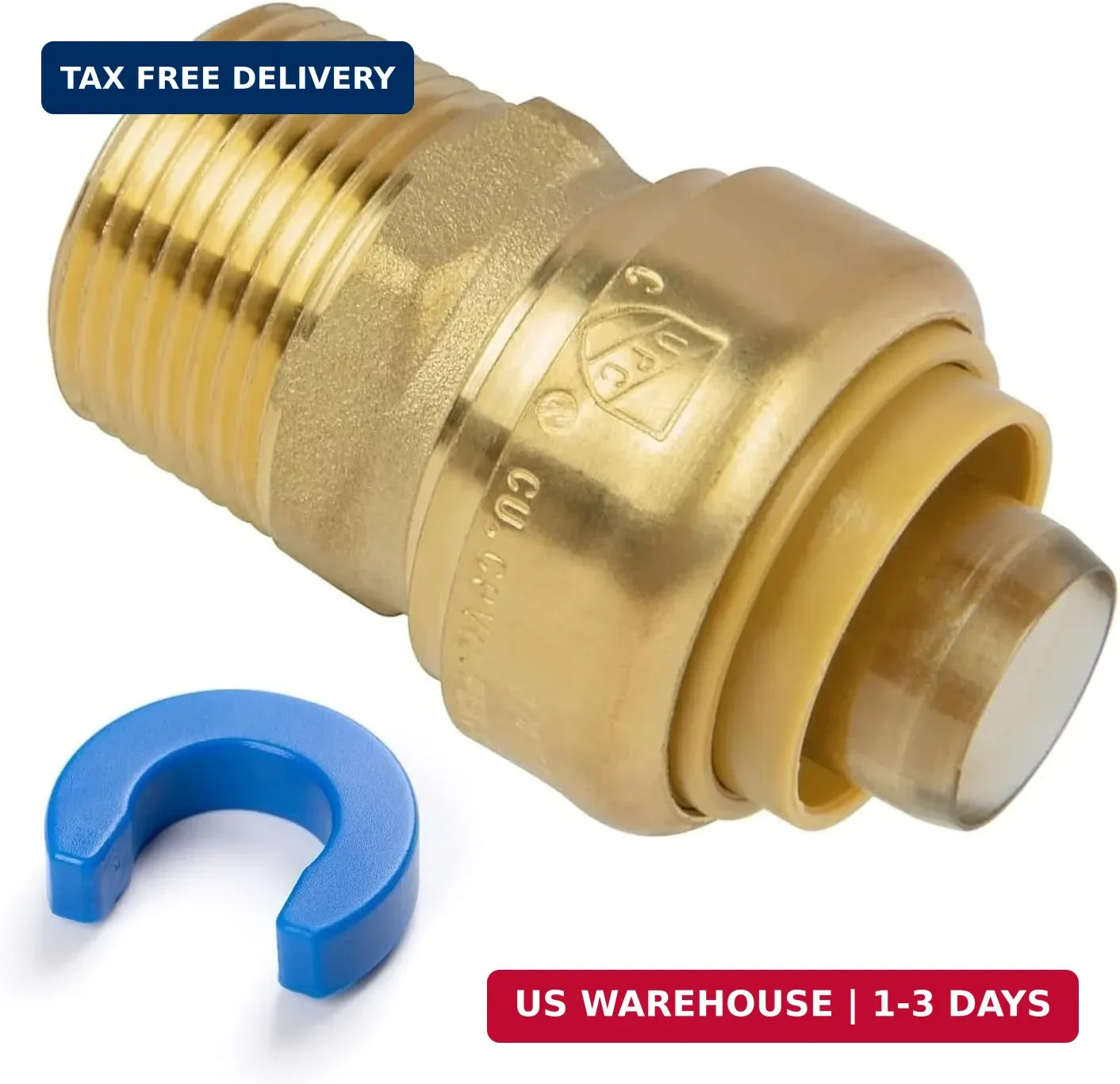 1" PTC to 1" NPT Male Adapter Push-Fit, Push to Connect Brass Plumbing Fitting f