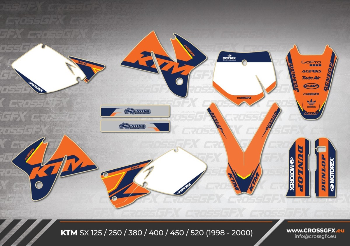 1998 1999 2000 Graphics Kit for KTM SX 125 250 380 400 450 520