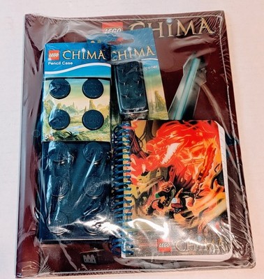 LEGO CHIMA School Supplies Bundle Blue Pencil Case &Sharpener Notebook 2 Folders