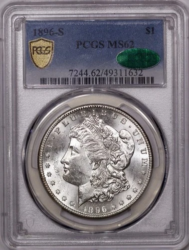 1896-S Morgan Silver Dollar PCGS MS62 CAC - Key Date!