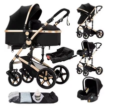 Compact Baby Stroller 4 in 1 with ISOFIX Baby Travel System Multifunctional Baby