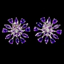 925 Sterling Silver Earrings Marquise Amethyst 5x2.5mm Natural Gemstone Jewelry