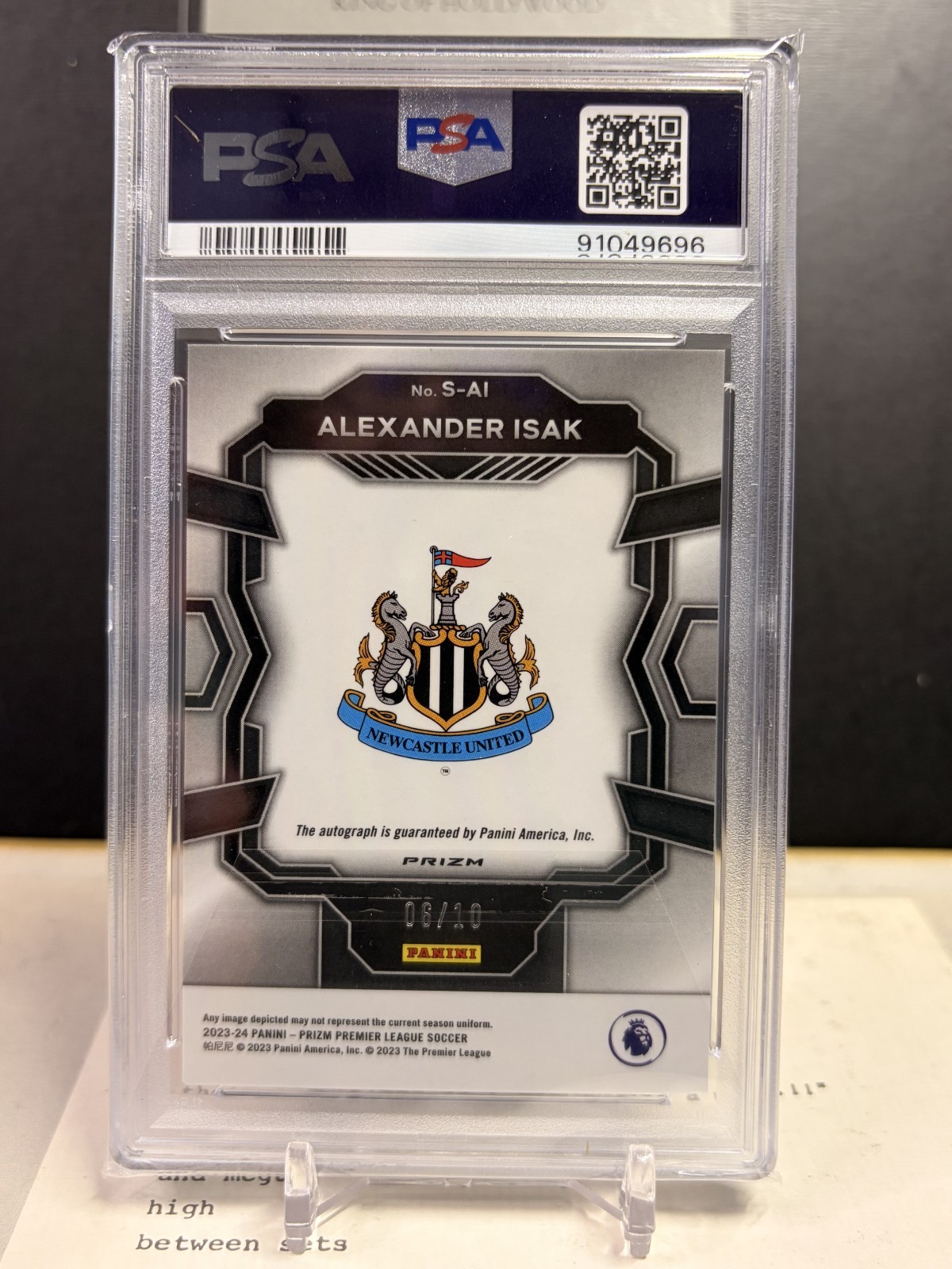 Alexander Isak 2023-24 Prizm Premier League Signatures Gold Auto /10 PSA 10 view 2