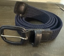 VTG Mens Navy Leather Accents Braided Casual Belt Size 4X 54-56 1โ USA Made