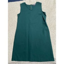 Lands End Dress Womens 6p Petite Sleeveless Mini Shift Dress Pockets Green