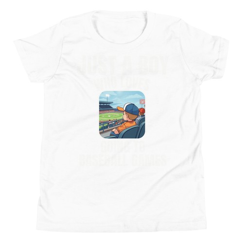 Just A Boy Who Loves Going to Baseball Games Baseball Lover Youth T-Shirt - Picture 6 of 6