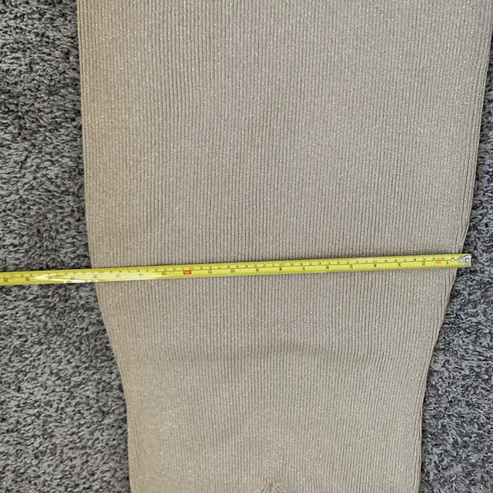 Michael Kors Dress Women L Gold Metallic Ribbed V Neck Sweater Sheath Pencil thumbnail 14