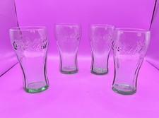 "Juego de 4 vasos de Coca Cola de vidrio verde vintage firmados por Libbey (jugo de 4,5"")"