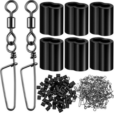  Decoy Crimp Swivel Snap Set, Decoy Line Cord Crimps for Duck Goose 150 Silver