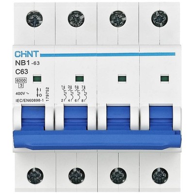 Chint 179752 NB1-63 4P C63 6kA DB Leitungsschutzschalter 4polig 63 A 240 V, 415