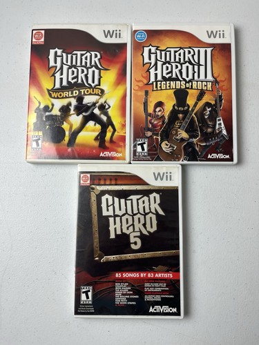Nintendo Wii Guitar Hero World Tour Bundle w/ Box 3 Games Legend of Rock GH5 Lot - Picture 15 of 24