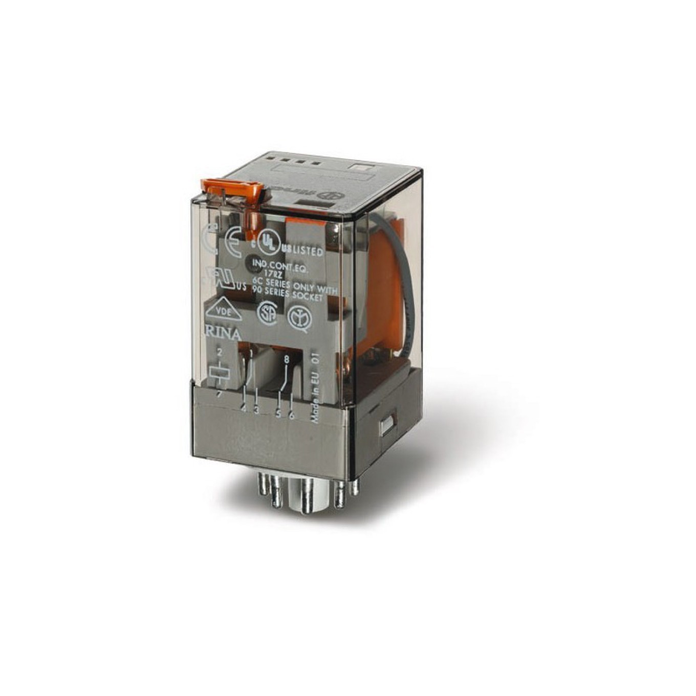 Industrial Relay 2P 10A 24V AC, Push Button 60.12.8.024.0054