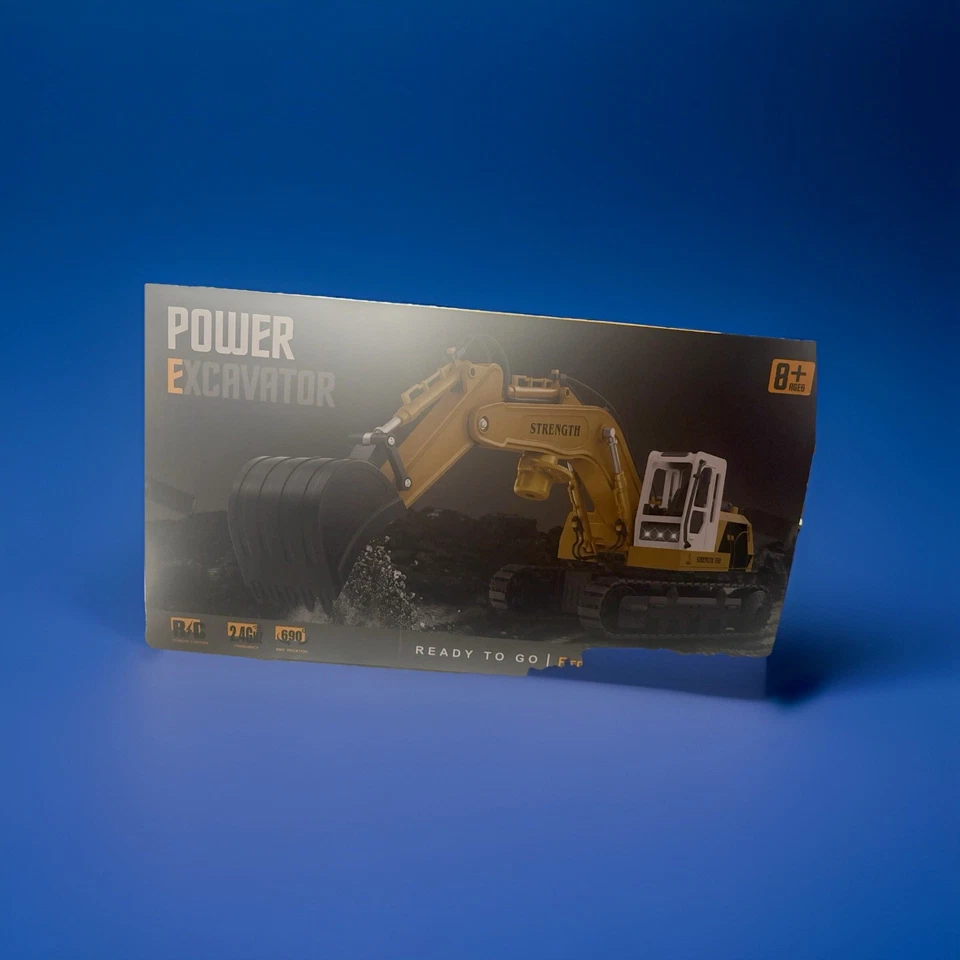 Excavadora de potencia RC de 2,4 GHz en amarillo con luz de proyección modelo de sonido NO.MD530A-B Foto 2 de 4