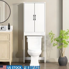 Over The Toilet Storage Cabinet Space Saver W/ Double Door Shelving Unit New