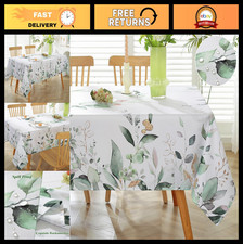 Waterproof Eucalyptus Leaf Floral Tablecloth 60x84 Inch - Perfect for Dining, Pa