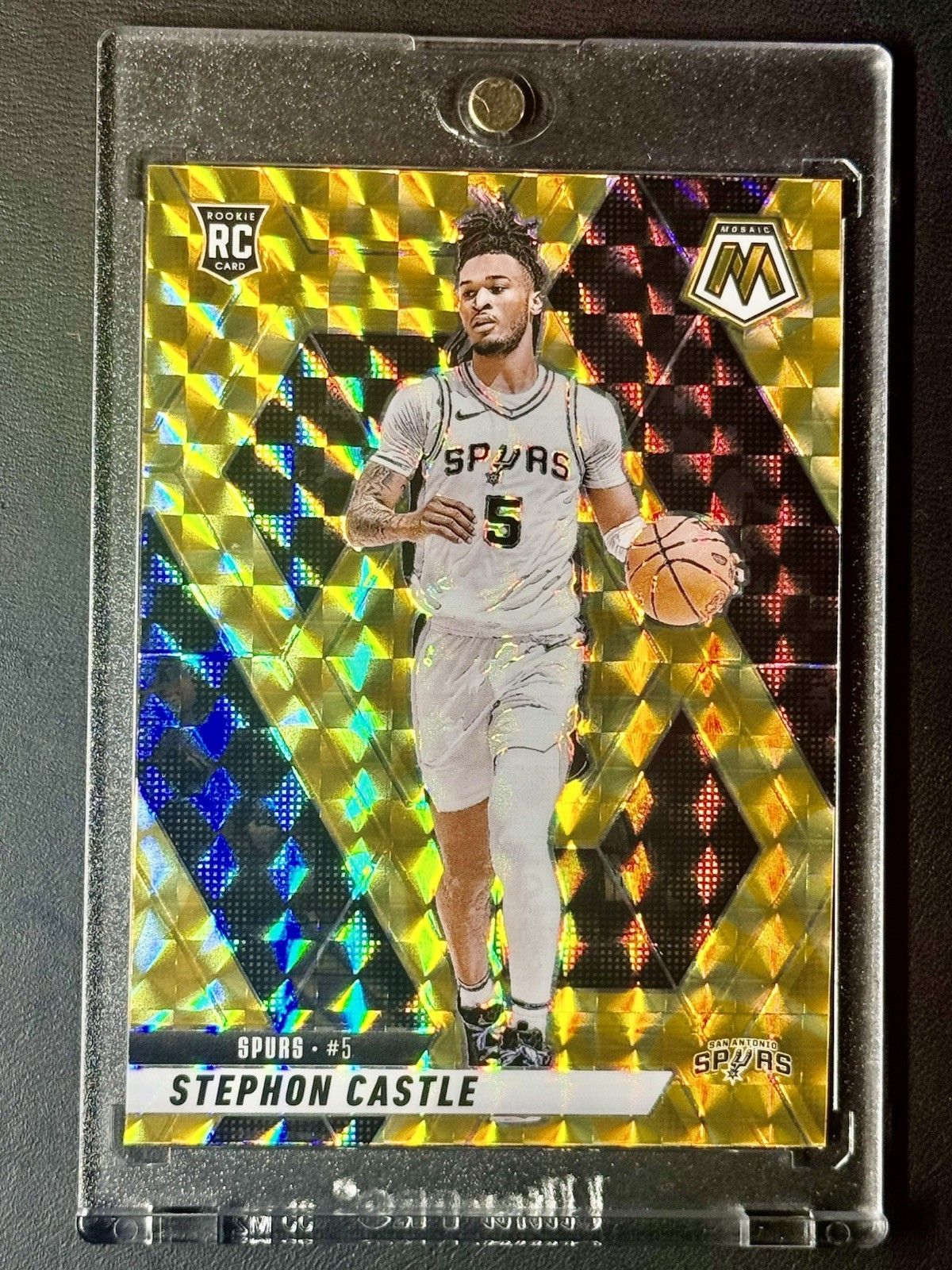 2024-25 NBA Mosaic 🏀 Stephon Castle Rookie Reactive Yellow #236 Spurs RC