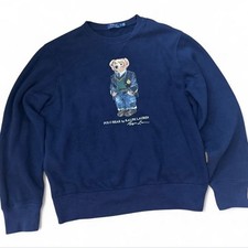 Ralph Lauren Men  s Navy Polo Bear Crewneck Sweatshirt Size L