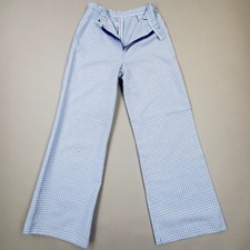 Vtg 60s 70s Houndstooth Leisure Pants Womens Blue White Mod Geometric Textured
