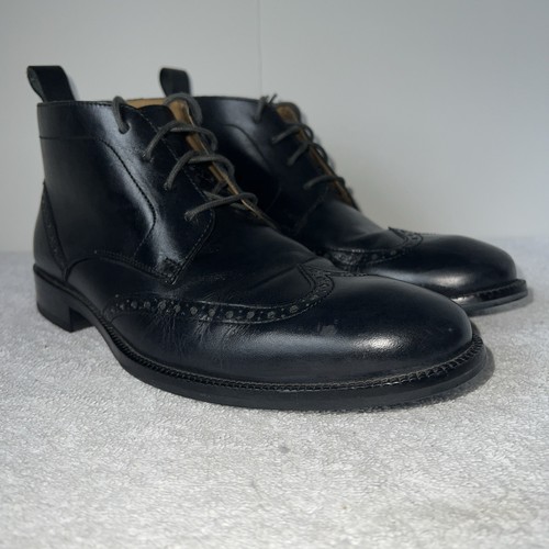 Cole Haan Men's Laced Up Chukka Boots Black Wing Tip Size 7.5M Williams C12673 - Picture 1 of 12
