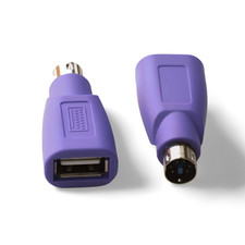 USB Type A Female to PS2 Mini DIN 6 Male Keyboard Adapter - Purple