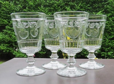 4 LA ROCHERE FRANCE VERSAILLES WATER GOBLETS - SHELL PATTERN