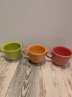 Vintage Fiesta Ware Coffee Mugs Set of 3 | Red Orange Green | USA | 3” Tall