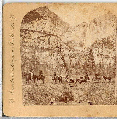 CALIFORNIA, Our Party At Yosemite Valley-Bierstadt Stereoview J107