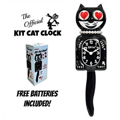 HEART EYES LADY KIT CAT CLOCK 15.5'' Black Kit-Cat Klock MADE IN USA Free Battery
