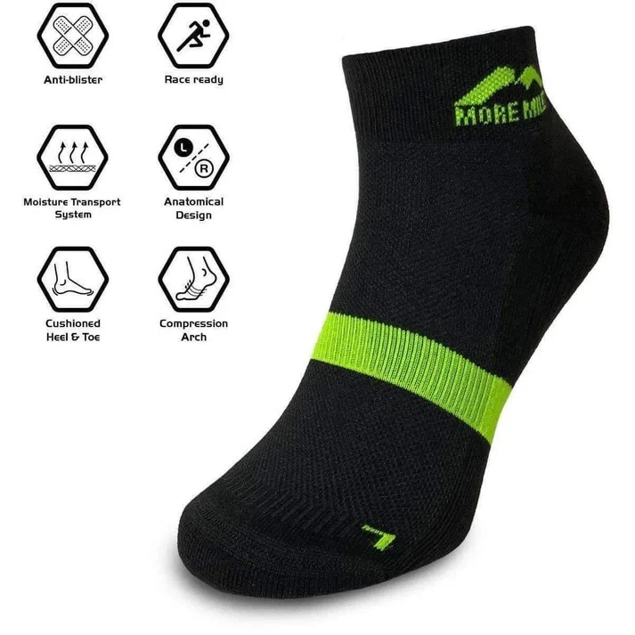 MENS RUNNING SOCKS BLISTER TWIN SKIN MORE MILE SOFT ANKLE SPORTS GYM 5 PAIRS - Image 4 of 4
