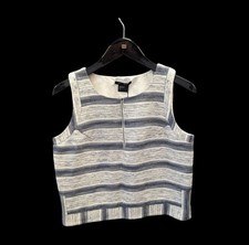 Image of Women's ARMANI EXCHANGE White/Blue Cotton Blend Woven Top Size L BNWT