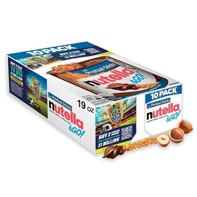  Nutella & GO! Chocolate Hazelnut Spread with Cocoa + Breadsticks, 10 Snack Pack