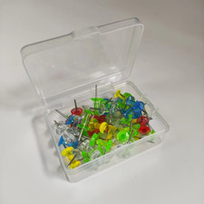 50PCS Push Pins Clear Multicolor Plastic Head Thumb Tacks for Bulletin Board Cor