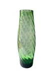 Vtg MCM Green Optic Swirl Hand-Blown Art Glass Vase 8.5" Tall - Blenko style