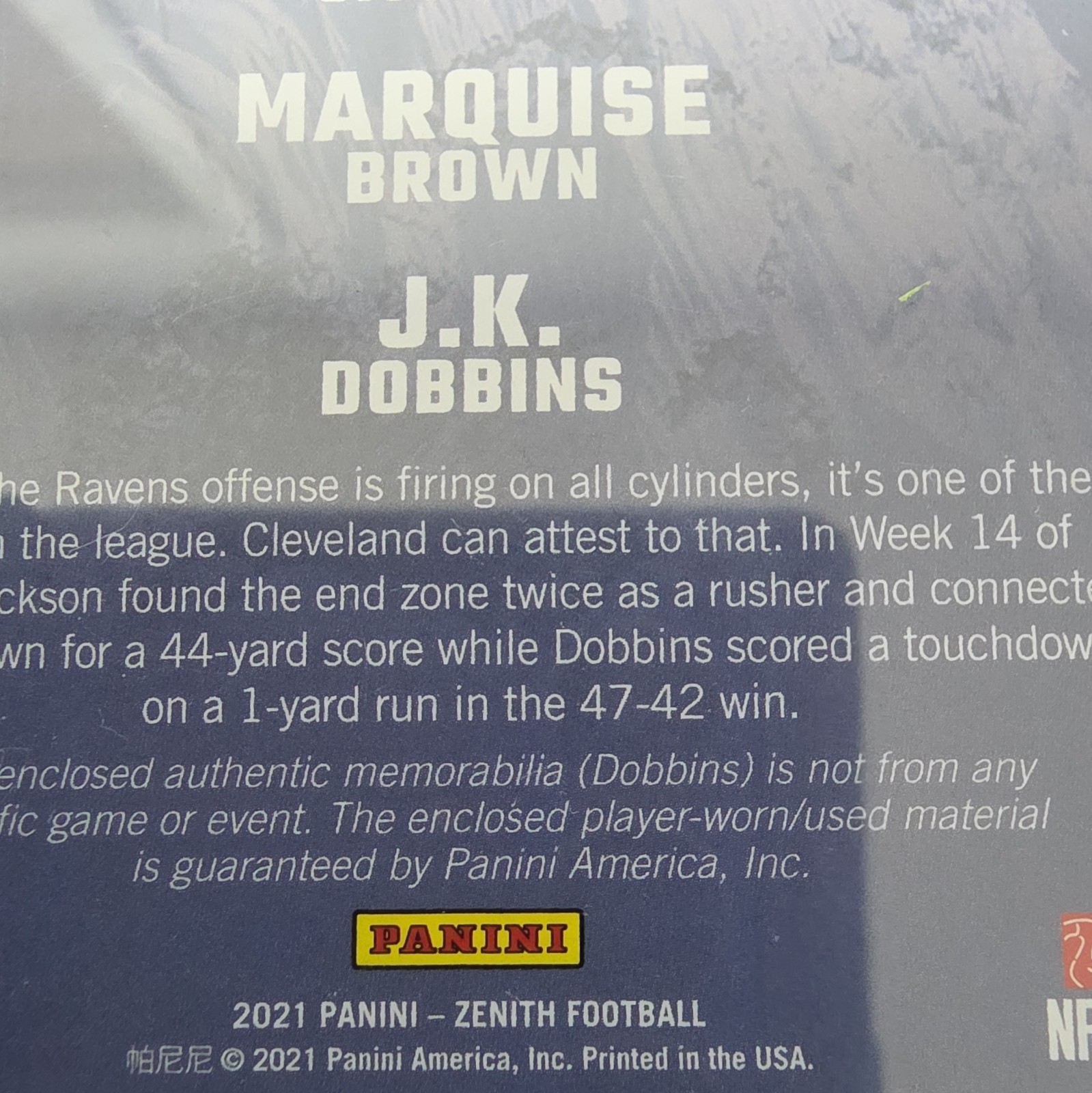 Panini 2021 Zenith Team Summit Platinum TS-BR 1/1 Jackson Dobbins Ravens  view 8