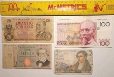 1943 to 1981 Europe 4 Banknote Lot - Austria, Belgium, France, Italy Circulated